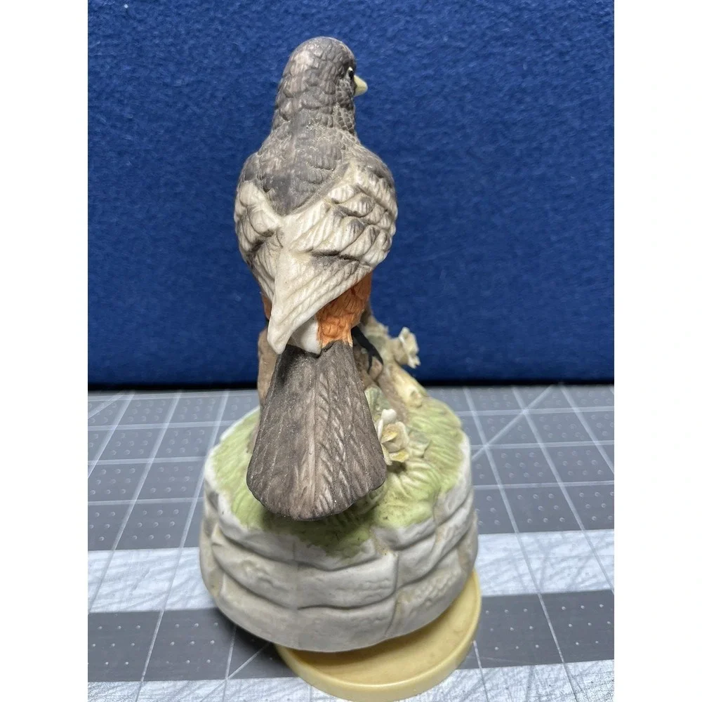 Porcelain Brown Robin Birds Music Box Over The Rainbow 7